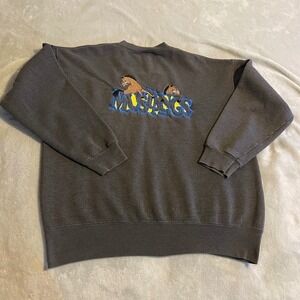 Vintage St Johns Bay Sport HHS Sweatshirt Men's Large Tall Gray Mustangs‎ Gym